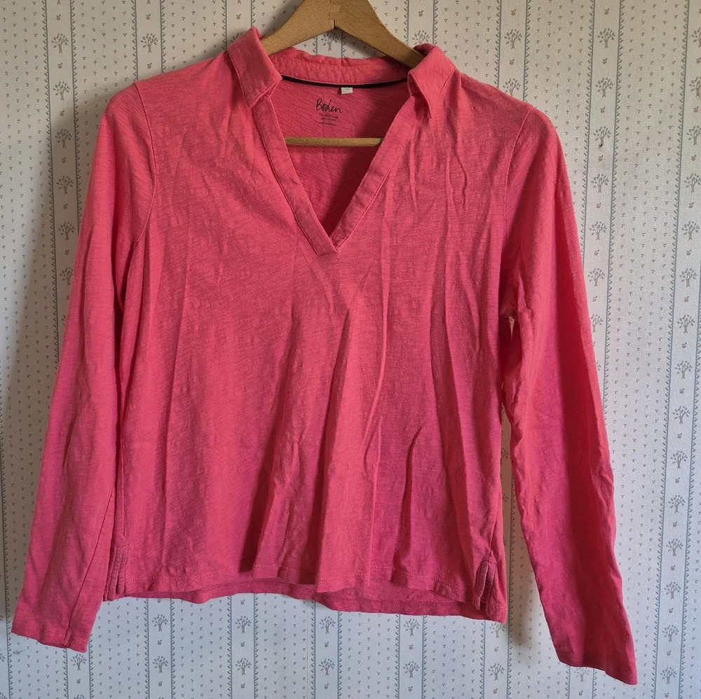 Boden 100% Cotton Collar Notch Tee - Picture 2 of 5